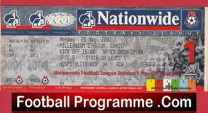 Bolton Wanderers Preston 2001 – L1 Playoff Final Football Ticket