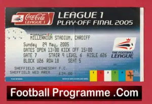 Hartlepool United v Sheffield Wednesday 2005 – L1 Playoff Final Football Ticket