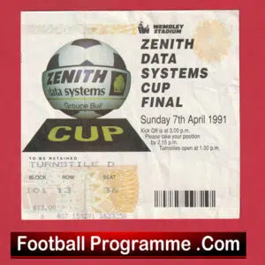 Crystal Palace v Everton 1991 – Cup Final Ticket Wembley