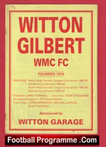 Witton Gilbert WMC v Sherburn GH 1985 – Durham District League