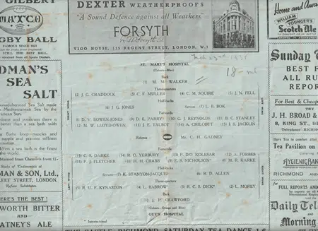 St Marys Hospital v Guys Hospital 1938 - 1930s Rugby Programme - Image 3