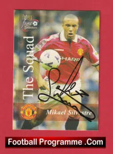 Manchester United Mikael Silvestre Signed Autographed Football Card