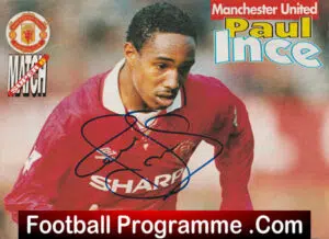 Manchester United Paul Ince Signed Autographed Football Poster