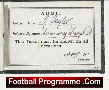 Manchester United Tommy Taylor Players Members Card 1953 - 1954 - Image 5