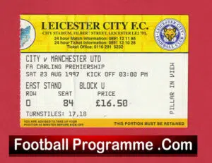 Leicester City v Manchester United 1997 – Football Ticket