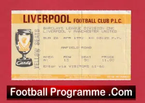 Liverpool v Manchester United 1992 – Football Ticket
