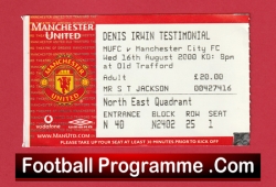 Manchester United Denis Irwin Testimonial Ticket 2000 Man Utd Ticket
