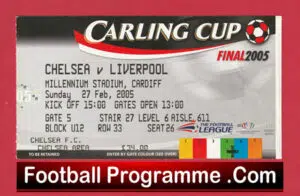 Liverpool v Chelsea 2005 – Cup Final Ticket Millennium Stadium Cardiff