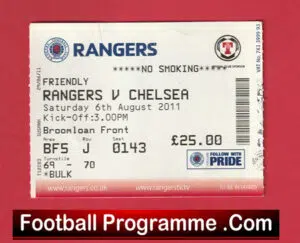 Glasgow Rangers v Chelsea 2011 – Football Match Ticket