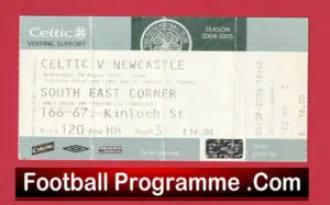 Glasgow Celtic v Newcastle United 2004 – Football Match Ticket