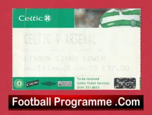 Glasgow Celtic v Arsenal 2003 – Football Match Ticket