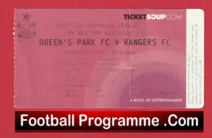 Queens Park v Glasgow Rangers 2012 – Match Ticket