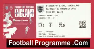 England v Austria 2021 – Football Ticket at Sunderland