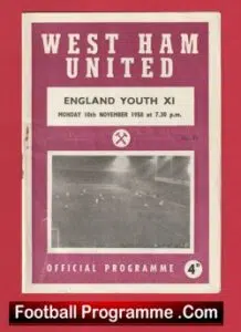 West Ham United v England Youth 1958 – WHU Colts Bobby Moore