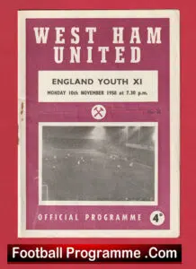 West Ham United v England Youth 1958 – WHU Colts Bobby Moore
