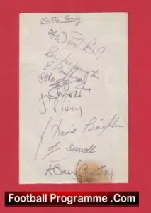 Notts County Football Club Multi Autographed Signed Sheet 1940s
