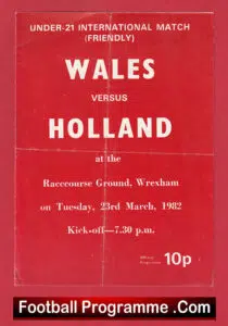 Wales v Holland 1982 – Under 21 International at Racecourse U21