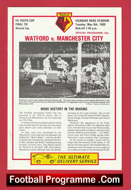 Watford v Manchester City 1989 - FA Youth Cup Final 2nd Leg - Image 2