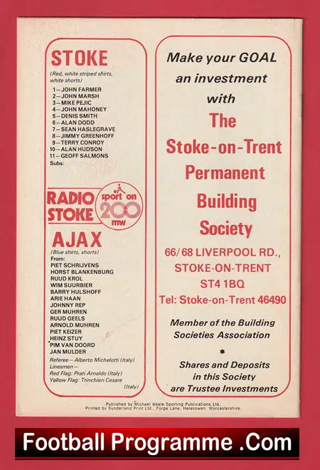 Stoke City v Ajax 1974 - Amsterdam Dutch Team - Image 3