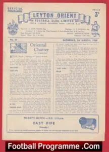 Leyton Orient v East Fife 1958 – Friendly Match Scotland Team