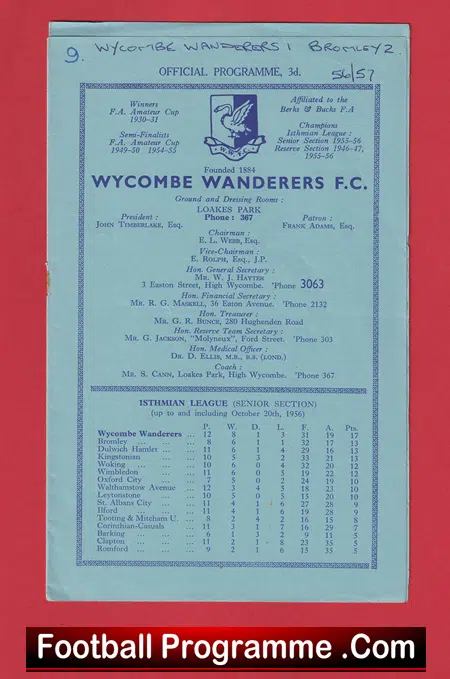 Wycombe Wanderers v Bromley 1956 - Image 2