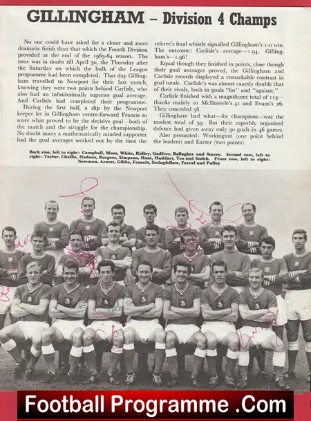 Gillingham Football Club Multi Autographed Signed Team Picture 1964 - Image 2