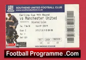 Southend United v Manchester United 2006 – Match Ticket