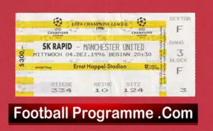 SK Rapid Wien v Manchester United 1996 – Match Ticket Austria