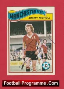 Manchester United Jimmy Nicholl Autographed Signed Football Card