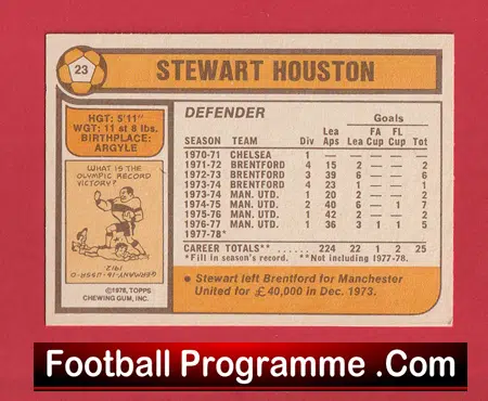 Manchester United Stewart Houston Autographed Signed Football Card - Image 3