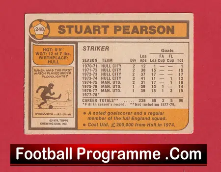 Manchester United Stewart Pearson Autographed Signed Football Card - Image 3