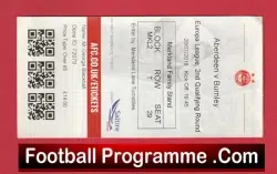 Aberdeen v Burnley 2018 – Match Ticket