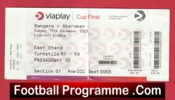 Aberdeen v Glasgow Rangers 2023 – Scottish Cup Final Match Ticket