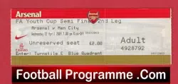 Arsenal v Manchester City 2009 – Youth Cup Semi Final Ticket