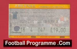 Arsenal v Manchester United 2000 – Match Ticket