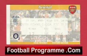 Arsenal v Manchester United 2004 – Football Ticket