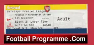 Arsenal v Manchester United 2013 – Match Ticket