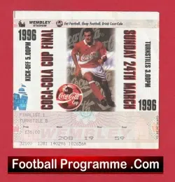 Aston Villa and Leeds United 1996 – League Cup Final Ticket Wembley