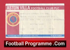 Aston Villa v Manchester United 1989 – Football Ticket