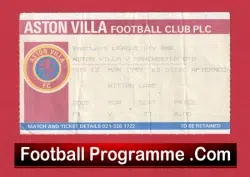 Aston Villa v Manchester United 1989 – Football Ticket