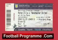 Aston Villa v Manchester United 2013 – Football Match Ticket