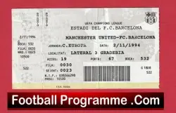 Barcelona v Manchester United 1994 – Semi Final Ticket