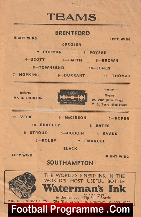 Brentford v Southampton 1945 - 1940s Football Programme - Image 3