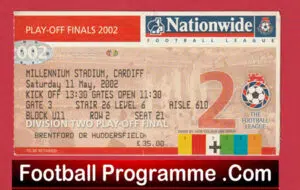 Brentford v Stoke City 2002 – L2 Playoff Final Football Ticket