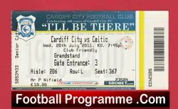 Cardiff City v Glasgow Celtic 2011 – Match Ticket