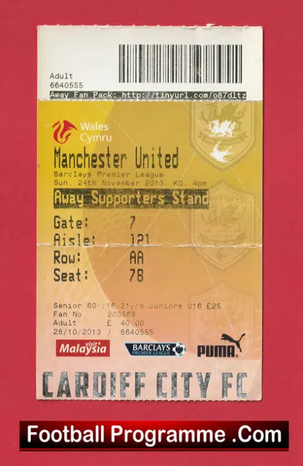 Cardiff City v Manchester United 2013 – Football Ticket
