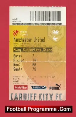 Cardiff City v Manchester United 2013 – Football Ticket