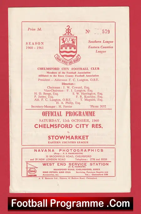 Chelmsford City v Stowmarket 1960 - Reserves Match - Image 2