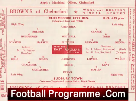 Chelmsford City v Sudbury Town 1960 - Reserves Game - Image 3