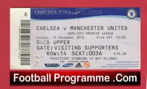 Chelsea v Manchester United 2010 – Match Ticket